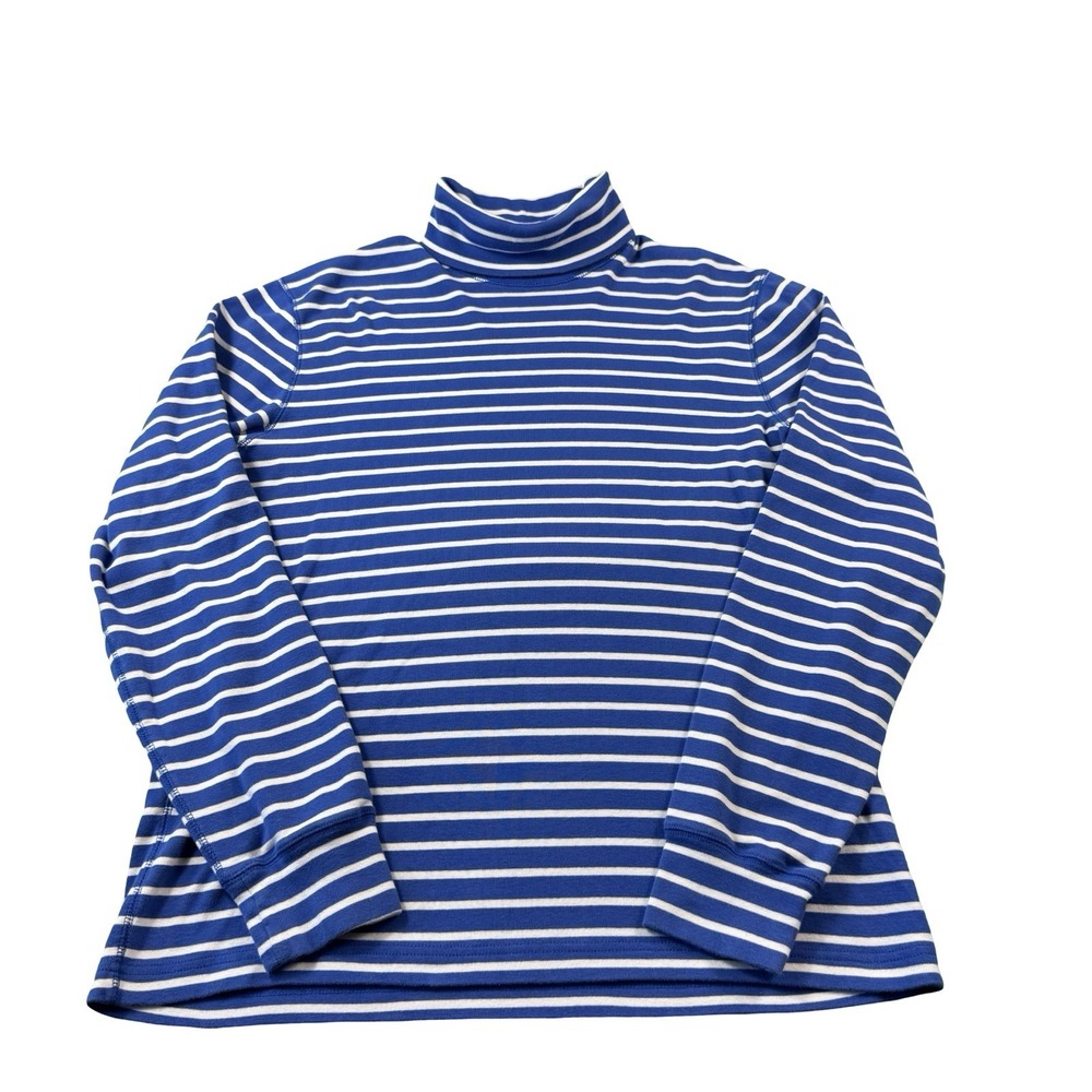 J.Crew Blue White Striped Cotton L/S Mens Roll Neck Oarsman Sweater Size Large